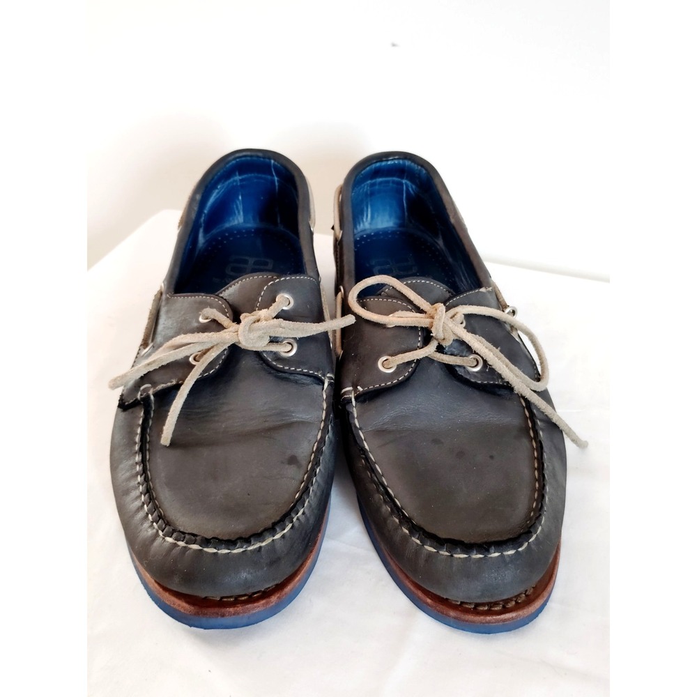 Allen Edmonds South Shore Men 9.5D Nautical Navy Blue Leather Boat Shoe Moc Toe